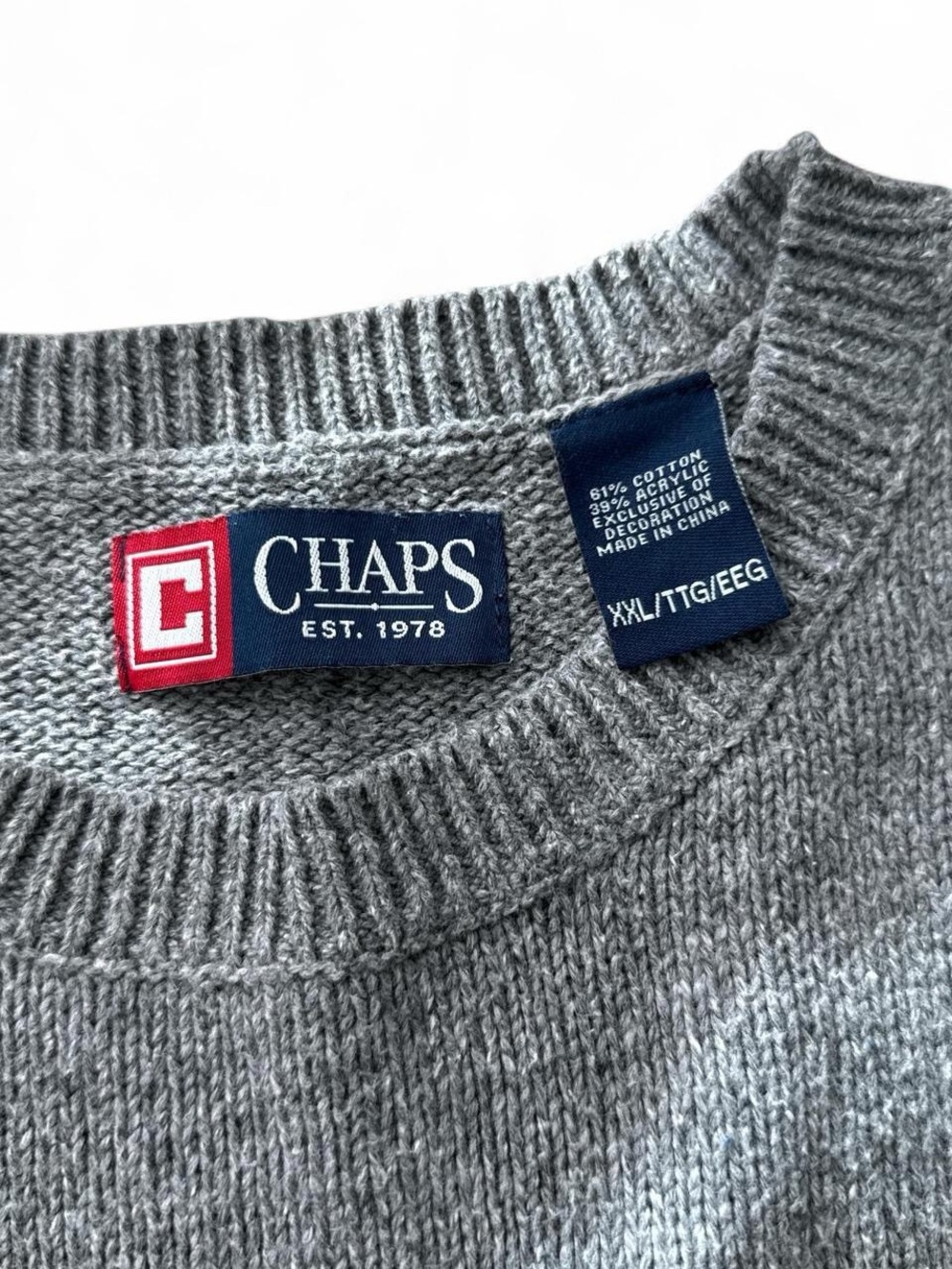 Chaps Men's Gray Crewneck Sweater - Picture 2 of 3